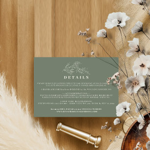 Invitación Detalles de alojamiento de boda con hiedra beige v