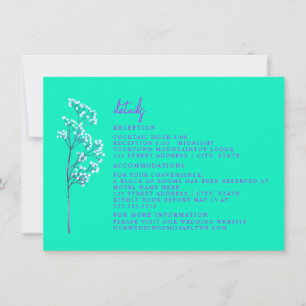 Invitación Detalles de Boda Alojamiento Neon Azul