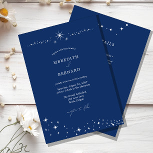 Invitación Detalles de Boda Azul Elegante Celestial Simple y