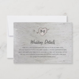 Invitación Detalles de Boda con Árbol de Abedul Plateado Rúst