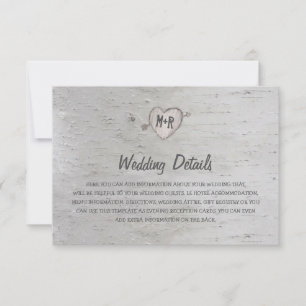 Invitación Detalles de Boda con Árbol de Abedul Plateado Rúst