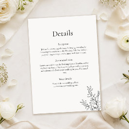 Invitación Detalles de Boda con Arte de Línea Minimalista en 