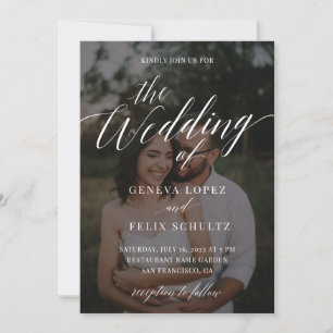 Invitación Detalles de Boda con Escritura Blanca y Foto Román