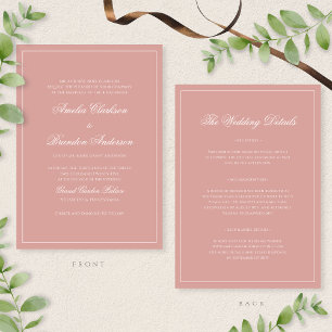 Invitación Detalles de Boda con Letra Script Clásica con Bord