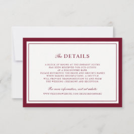 Invitación Detalles de boda con marco de borde de burgundy ro