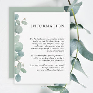 Invitación Detalles de Boda con Verde de Eucalipto en Acuarel