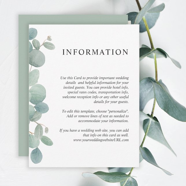 Invitación Detalles de Boda con Verde de Eucalipto en Acuarel (Subido por el creador)