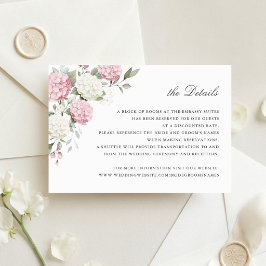 Invitación Detalles de Boda con Verde y Hortensia Rosa Floral
