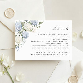 Invitación Detalles de Boda con Verde y Hortensias Azules Flo