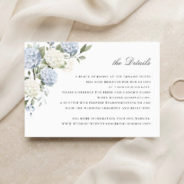 Invitación Detalles de Boda con Verde y Hortensias Azules Flo
