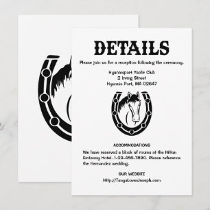 Invitación Detalles de Boda Country Caballo Negro Rústico Occ
