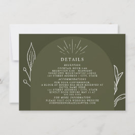 Invitación Detalles de boda de Arch Line Art Green
