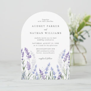 Invitación Detalles de boda de campo de lavanda con acuarela 