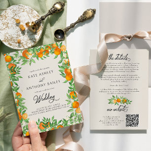 Invitación Detalles de Boda de Citricos Flor de Naranja y Sit