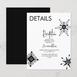 Invitación Detalles de Boda de Copo de Nieve Negro Moderno