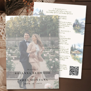 Invitación Detalles de Boda de Destino en Lago Campestre y Fo