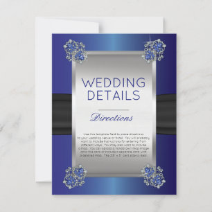 Invitación Detalles de Boda de Diamantes Elegantes Zafiro Ins