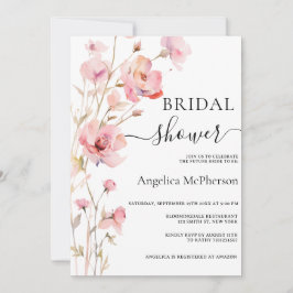 INVITACIÓN DETALLES DE BODA DE FLOR DE ACUARELA ROSA BOHO 