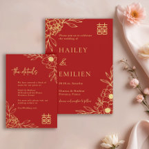 Detalles de boda de flores de peonía rojas moderna
