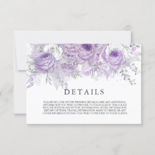 Invitación Detalles de Boda de Flores de Purpura Elegantes co