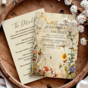 Invitación Detalles de Boda de Flores Silvestres de Otoño Boh