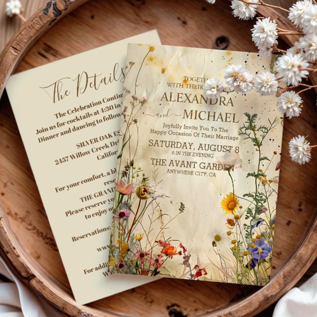 Invitación Detalles de Boda de Flores Silvestres de Otoño Boh (Subido por el creador)