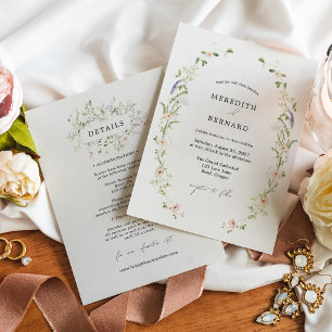 Invitación Detalles de Boda de Flores Silvestres Rústicas Vin