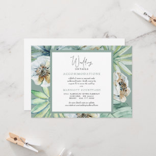 Invitación Detalles de Boda de Foliage Tropical Simple Sage