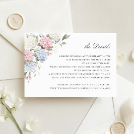 Invitación Detalles de Boda de Hortensia Azul Polvoriento y R