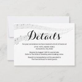 Invitación Detalles de Boda de Música Elegante Alojamiento