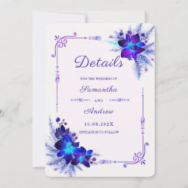 Invitación Detalles de Boda de Orquídea Azul Púrpura