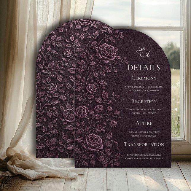 Invitación Detalles de Boda de Rosa con Relieve Falso de Ciru (Subido por el creador)