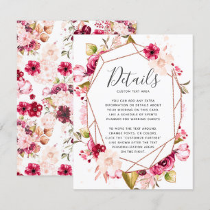 Invitación Detalles de Boda de Terrario Geométrico Rosa Burde