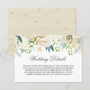 Invitación Detalles de boda elegantes con flores de acuarela 