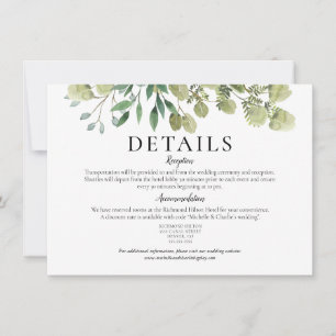 Invitación Detalles de boda elegantes con greenery en acuarel
