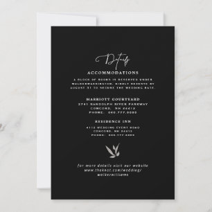 Invitación Detalles de Boda Elegantes en Negro, Plata y Blanc
