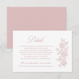 Invitación Detalles de Boda Elegantes Florales Vintage Rosa C