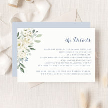 Detalles de Boda Elegantes Flores Blancas Azul Pol