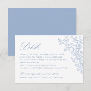 Invitación Detalles de Boda Elegantes Vintage Florales Azul P