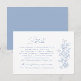 Invitación Detalles de Boda Elegantes Vintage Florales Azul P