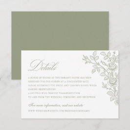 Invitación Detalles de Boda Elegantes Vintage Florales Verde 