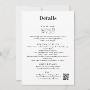 Invitación Detalles de Boda en París Adjuntos