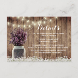 Invitación Detalles de Boda en Tarro de Mason Floral Lavanda 