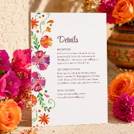 Invitación Detalles de Boda Fiesta Floral Mexicana Colorida
