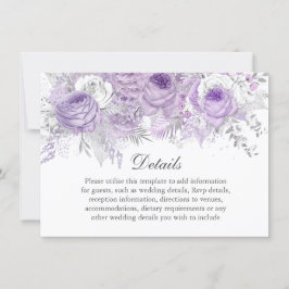 Invitación Detalles de Boda Flor de Plata Morado Lavanda