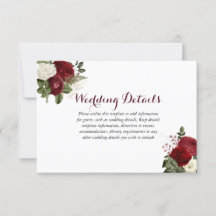 Detalles de Boda Floral Blancos Rojo Burgundy Romá