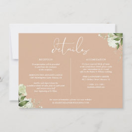 Invitación Detalles de Boda Floral de Verdes Canelas Informac