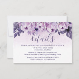 Invitación Detalles de Boda Floral Púrpura Acuarela
