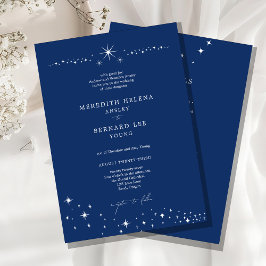 Invitación Detalles de Boda Formal Celestial Elegante Azul y 