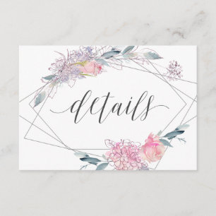 Invitación Detalles de Boda Geométricos Florales en Acuarela 
